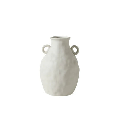 Close-up of matte nordic ceramic vase decor