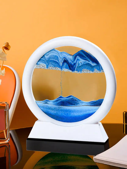 Moving sand art decor on modern desk