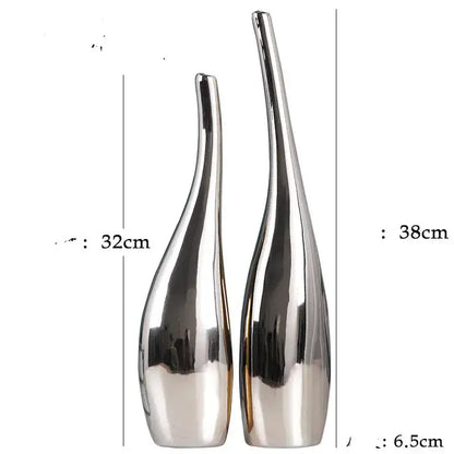 Modern interior featuring Nordic gold ceramic vases