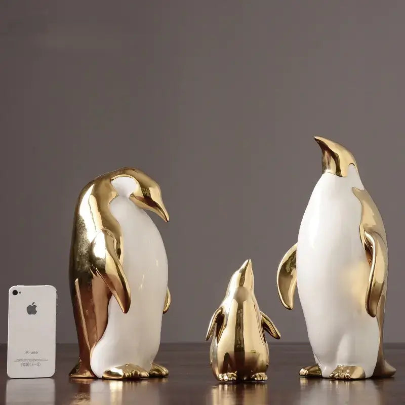 Close-up of handcrafted penguin home decor