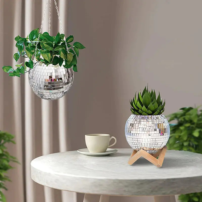 disco ball hanging vase reflective ceiling decor
