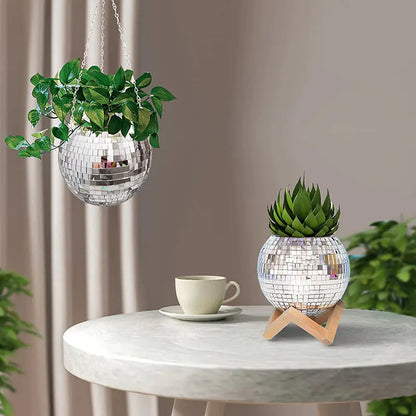 disco ball hanging vase reflective ceiling decor