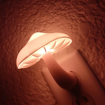 cozy room lit by mushroom night light with sensor